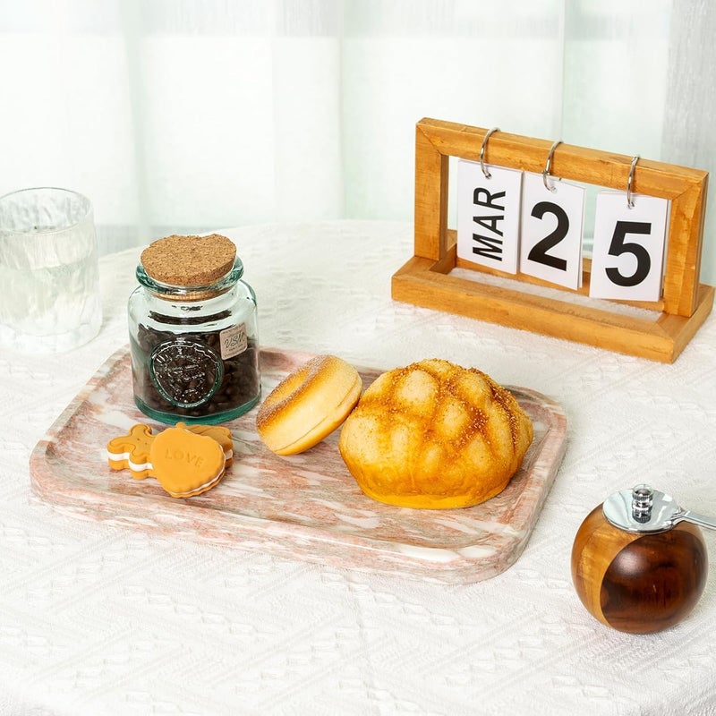 karibiber Marble Vanity Tray, Marble Bathroom Tray Countertop, Decorative Tray for Dresser, Rosso Red Stone Serving Trays for Kitchen, Perfume, Jewelry Candle Holder, Catch All - Image 5